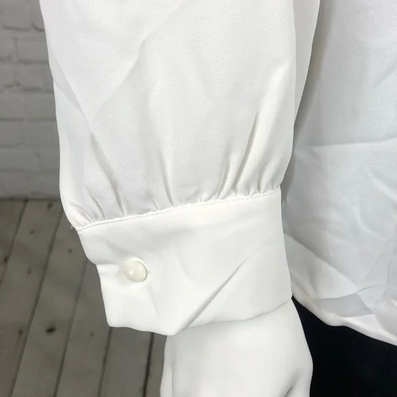 Bar III White Tie Neck Blouse Plus Size 2X - Picture 5 of 7